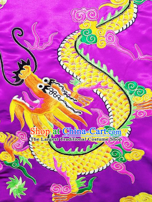 Chinese Ancient Taoist Priest Embroidered Double Dragons Purple Cassocks Traditional Taoism Vestment Costume