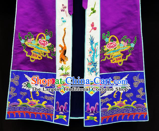 Chinese Ancient Taoist Priest Embroidered Dragons Crane Purple Cassocks Traditional Taoism Vestment Costume