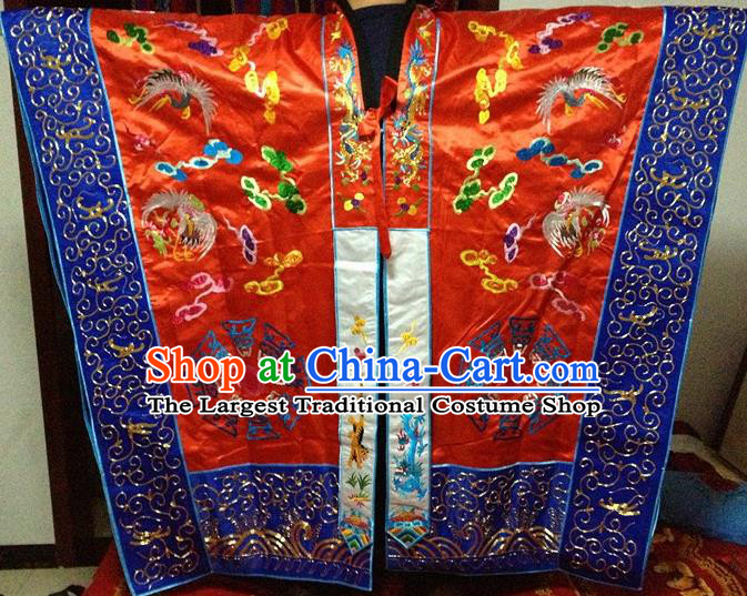 Chinese Ancient Taoist Priest Handmade Embroidered Cloud Cranes Red Cassocks Traditional Taoism Vestment Costume