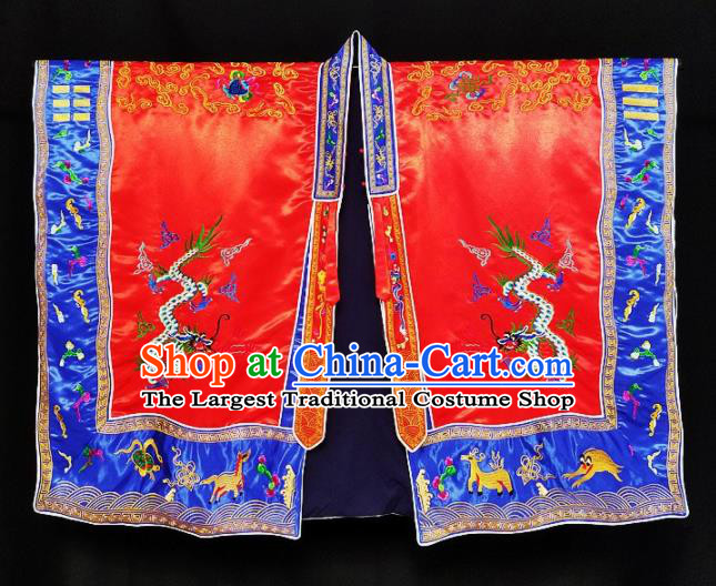 Chinese Ancient Taoist Priest Embroidered Dragons Red Cassocks Traditional Taoism Vestment Costume