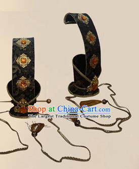 Chinese Ancient Prince Black Hairdo Crown Traditional Han Dynasty Nobility Childe Headwear for Men