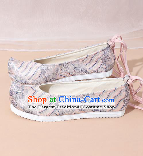 Chinese National Pink Hanfu Shoes Traditional Princess Shoes Embroidered Shoes for Women