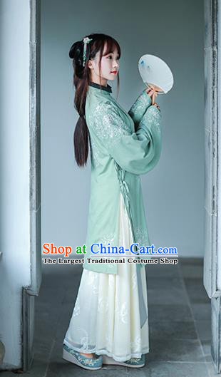 Traditional Chinese Ming Dynasty Royal Princess Historical Costumes Ancient Nobility Lady Green Hanfu Dress for Women