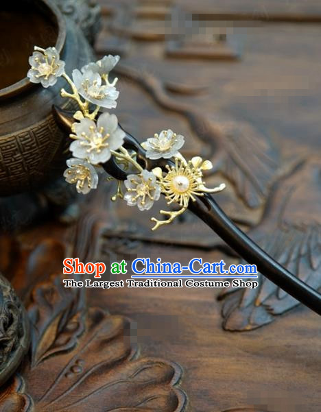 Traditional Chinese Handmade Court Ebony Plum Hairpins Hair Accessories Ancient Hanfu Hair Clip for Women
