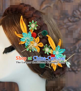 Traditional Chinese Ancient Bride Winter Jasmine Hair Clip Hanfu Court Queen Hairpins Handmade Hair Accessories for Women