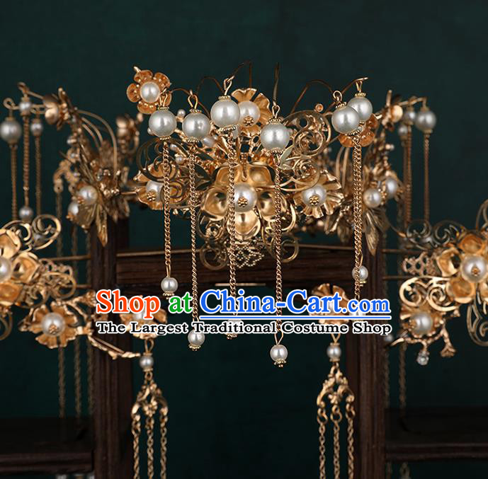 Traditional Chinese Wedding Phoenix Coronet Luxury Hair Accessories Ancient Bride Hairpins Complete Set for Women