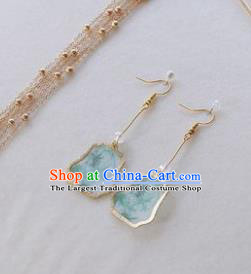 Traditional Chinese Classical Palm Leaf Fan Earrings Handmade Court Ear Accessories for Women