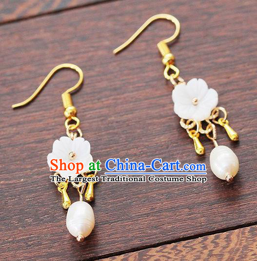 Traditional Chinese Classical Pearl Earrings Handmade Court Ear Accessories for Women