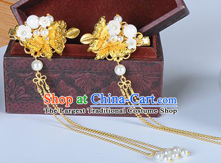 Traditional Chinese Ancient Hanfu Golden Tassel Hair Claws Court Queen Hairpins Handmade Hair Accessories for Women