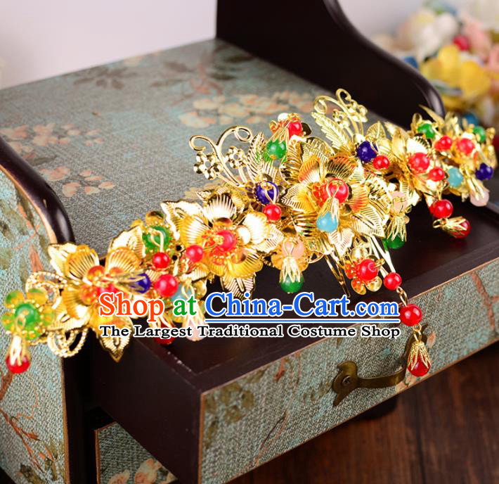 Traditional Chinese Handmade Wedding Hair Combs Ancient Bride Hairpins Luxury Hair Accessories Complete Set