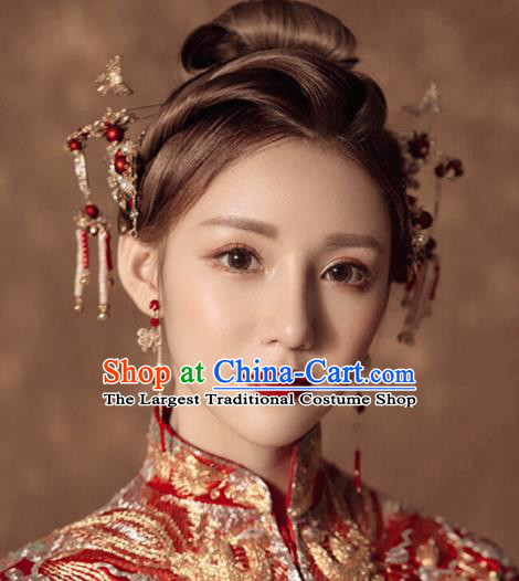 Traditional Chinese Handmade Wedding Hair Comb Ancient Bride Hairpins Luxury Hair Accessories Complete Set