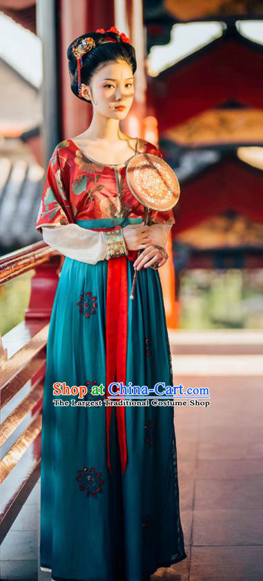 Traditional Chinese Tang Dynasty Court Lady Replica Costumes Ancient Palace Maidservant Hanfu Dress for Women