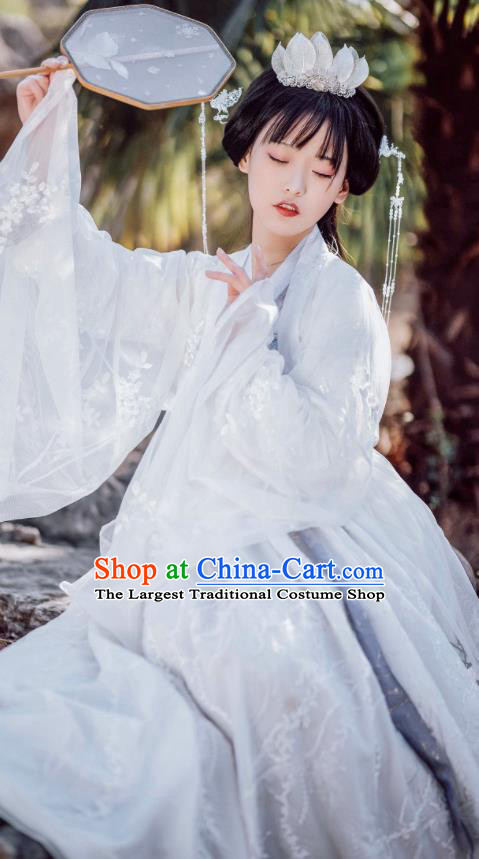 Traditional Chinese Tang Dynasty Court Princess Replica Costumes Ancient Apsaras White Hanfu Dress for Women