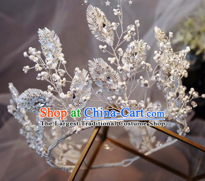 Handmade Baroque Princess Leaf Royal Crown Children Hair Clasp Hair Accessories for Kids