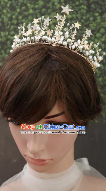Handmade Baroque Princess Crystal Stars Royal Crown Children Hair Clasp Hair Accessories for Kids