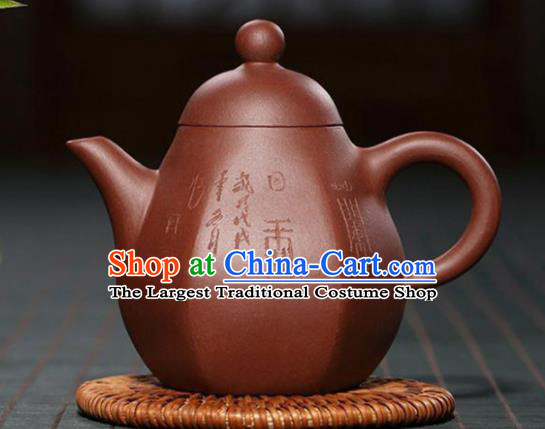 Traditional Chinese Handmade Carving Orchid Zisha Teapot Red Clay Pottery Teapot