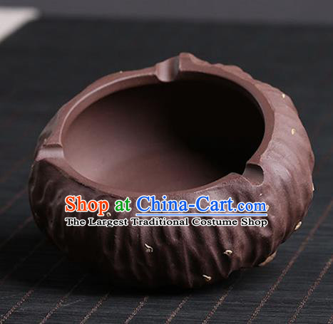 Traditional Chinese Handmade Zisha Lotus Seedpod Ashtray Red Clay Pottery Tray