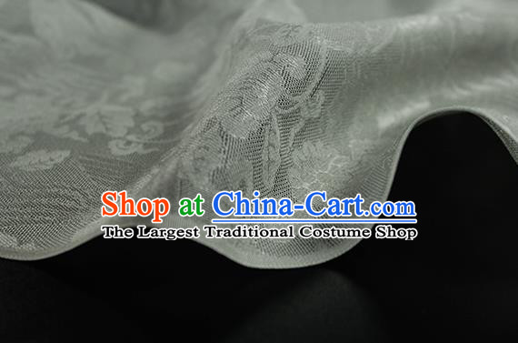 Traditional Chinese Classical Phoenix Flowers Pattern Light Green Silk Fabric Ancient Hanfu Dress Silk Cloth