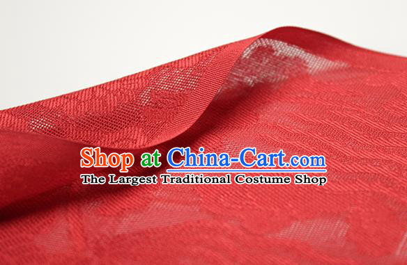 Traditional Chinese Classical Phoenix Flowers Pattern Red Silk Fabric Ancient Hanfu Dress Silk Cloth