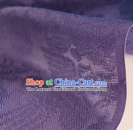 Traditional Chinese Classical Phoenix Flowers Pattern Purple Silk Fabric Ancient Hanfu Dress Silk Cloth