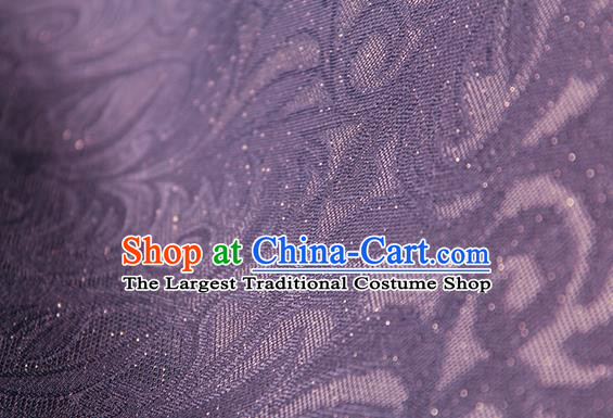 Traditional Chinese Classical Ombre Flowers Pattern Purple Silk Fabric Ancient Hanfu Dress Silk Cloth
