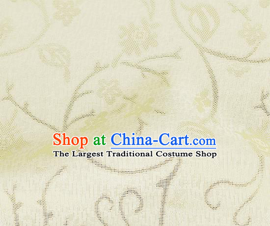 Traditional Chinese Classical Plum Blossom Pattern Yellow Silk Fabric Ancient Hanfu Dress Silk Cloth