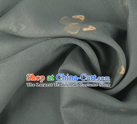 Traditional Chinese Classical Butterfly Pattern Olive Green Silk Fabric Ancient Hanfu Dress Silk Cloth