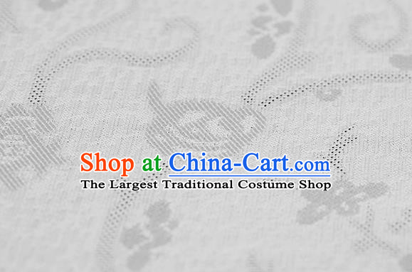 Traditional Chinese Classical Plum Blossom Pattern White Silk Fabric Ancient Hanfu Dress Silk Cloth