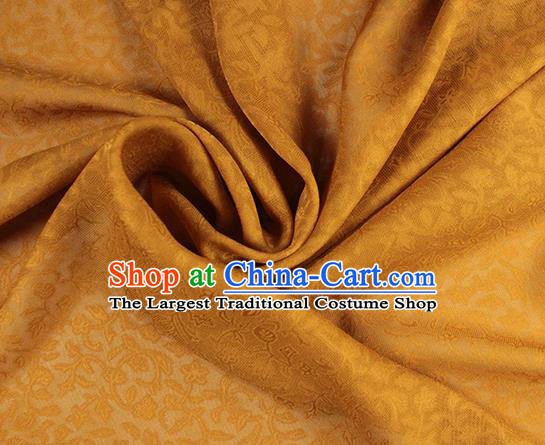 Traditional Chinese Classical Twine Pattern Yellow Silk Fabric Ancient Hanfu Dress Silk Cloth