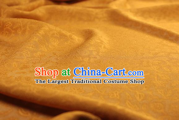 Traditional Chinese Classical Twine Pattern Yellow Silk Fabric Ancient Hanfu Dress Silk Cloth