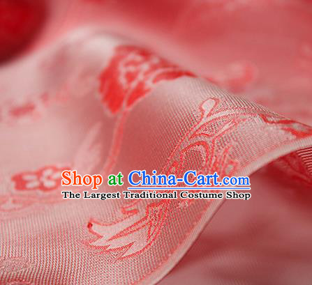 Traditional Chinese Classical Twine Peony Pattern Red Silk Fabric Ancient Hanfu Dress Silk Cloth