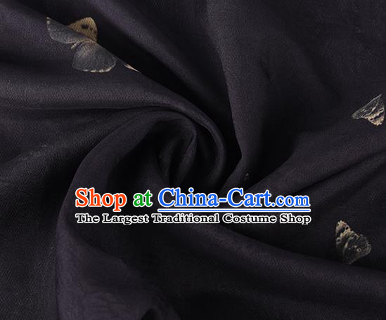 Traditional Chinese Classical Butterfly Pattern Black Silk Fabric Ancient Hanfu Dress Silk Cloth