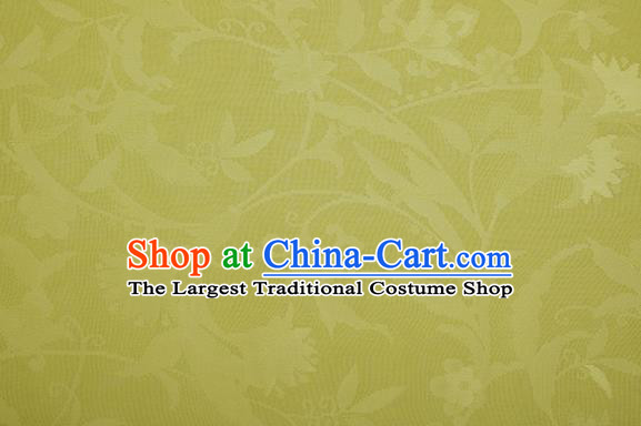 Traditional Chinese Classical Calyx Pattern Yellow Silk Fabric Ancient Hanfu Dress Silk Cloth