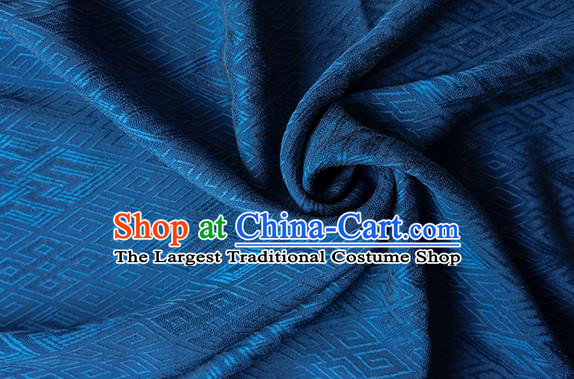 Traditional Chinese Classical Lucky Pattern Navy Blue Silk Fabric Ancient Hanfu Dress Silk Cloth