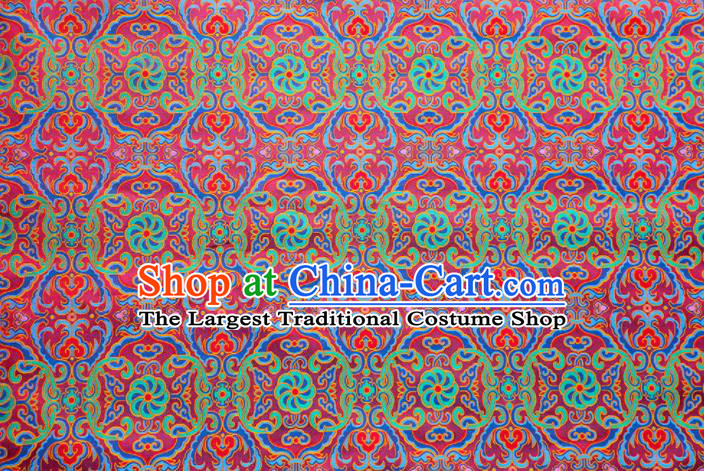 Traditional Chinese Classical Pattern Red Brocade Fabric Ancient Hanfu Cheongsam Silk Cloth