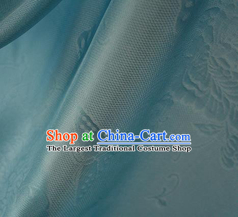 Traditional Chinese Classical Peony Butterfly Pattern Green Silk Fabric Ancient Hanfu Dress Silk Cloth