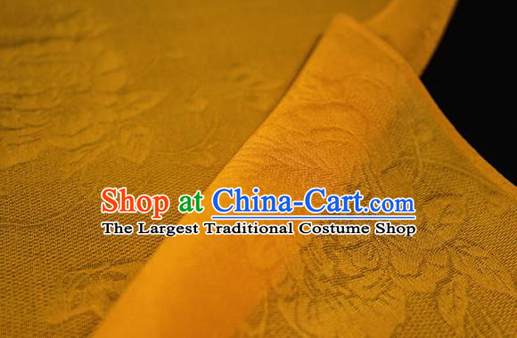 Traditional Chinese Classical Peony Butterfly Pattern Yellow Silk Fabric Ancient Hanfu Dress Silk Cloth