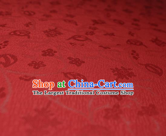 Traditional Chinese Classical Plum Blossom Pattern Red Silk Fabric Ancient Hanfu Dress Silk Cloth