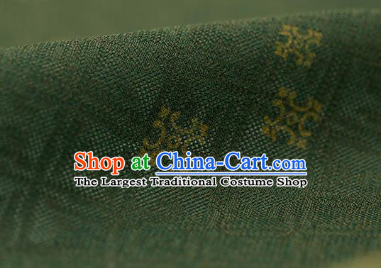 Traditional Chinese Classical Square Pattern Olive Green Silk Fabric Ancient Hanfu Dress Silk Cloth