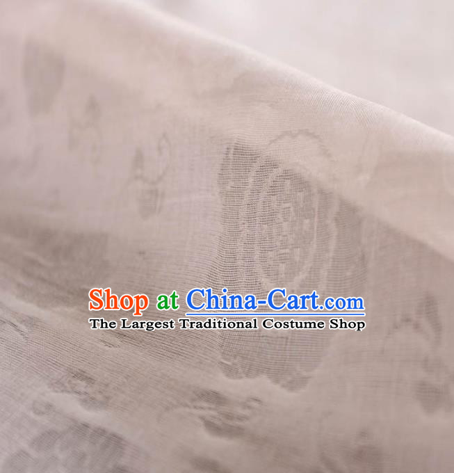 Traditional Chinese Classical Round Flowers Pattern Design White Silk Fabric Ancient Hanfu Dress Silk Cloth