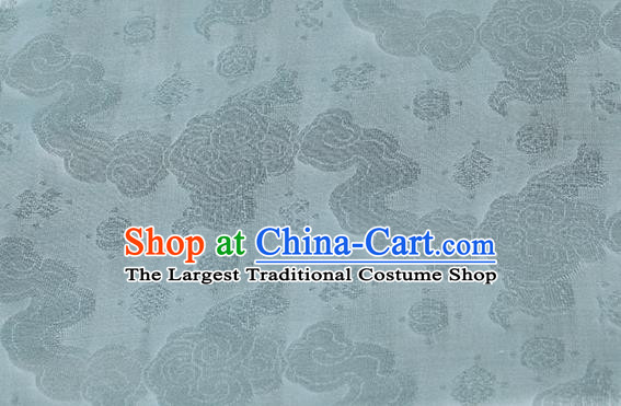 Traditional Chinese Classical Auspicious Cloud Pattern Design Light Blue Silk Fabric Ancient Hanfu Dress Silk Cloth