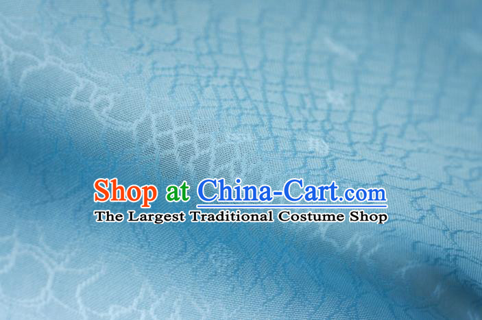 Traditional Chinese Classical Riverstones Pattern Design Light Blue Silk Fabric Ancient Hanfu Dress Silk Cloth