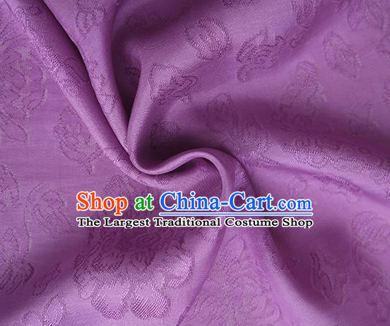 Traditional Chinese Classical Peony Flowers Pattern Design Lilac Silk Fabric Ancient Hanfu Dress Silk Cloth