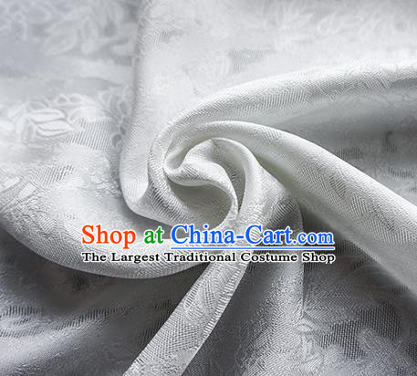 Traditional Chinese Classical Cirrus Flowers Pattern Design White Silk Fabric Ancient Hanfu Dress Silk Cloth