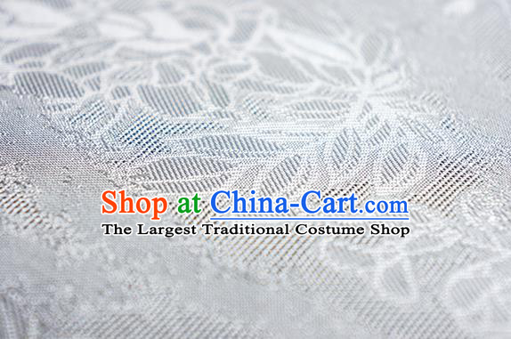 Traditional Chinese Classical Cirrus Flowers Pattern Design White Silk Fabric Ancient Hanfu Dress Silk Cloth