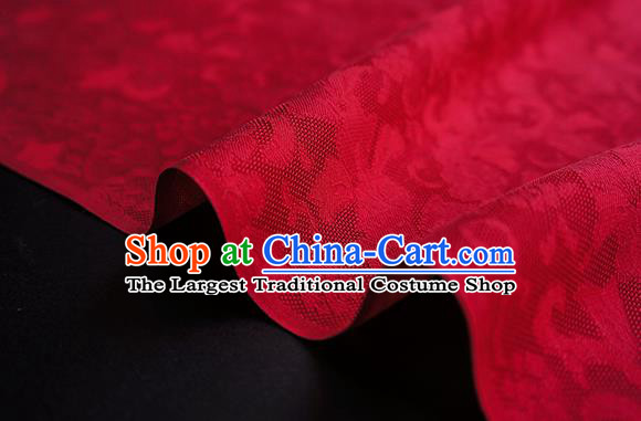 Traditional Chinese Classical Iris Flowers Pattern Design Wine Red Silk Fabric Ancient Hanfu Dress Silk Cloth