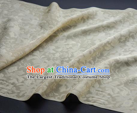 Traditional Chinese Classical Iris Flowers Pattern Design Beige Silk Fabric Ancient Hanfu Dress Silk Cloth