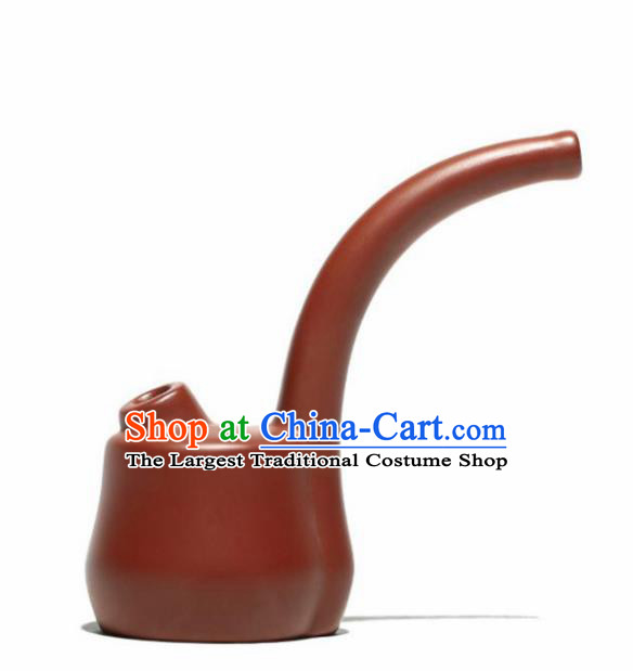 Traditional Chinese Handmade Zisha Tobacco Pipe Ashtray Red Clay Pottery Artware