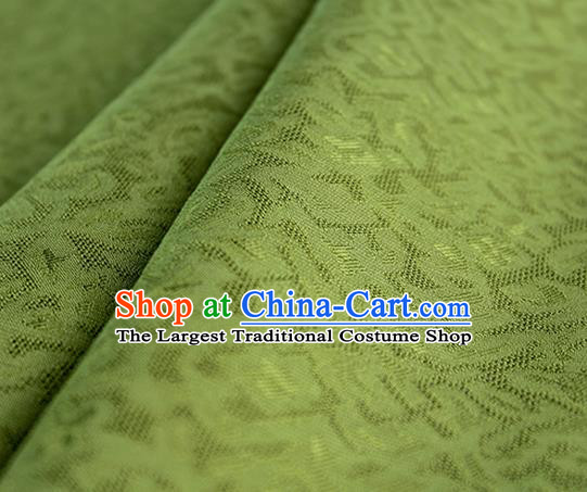 Traditional Chinese Classical Apricot Flowers Pattern Design Olive Green Silk Fabric Ancient Hanfu Dress Silk Cloth