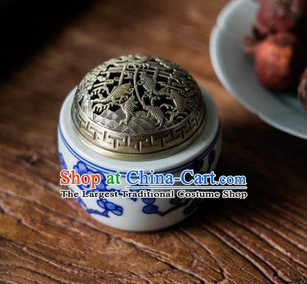 Chinese Classical Handmade Jingdezhen Shi Enamel Censer Porcelain Painting Plum Ceramics Incense Burner